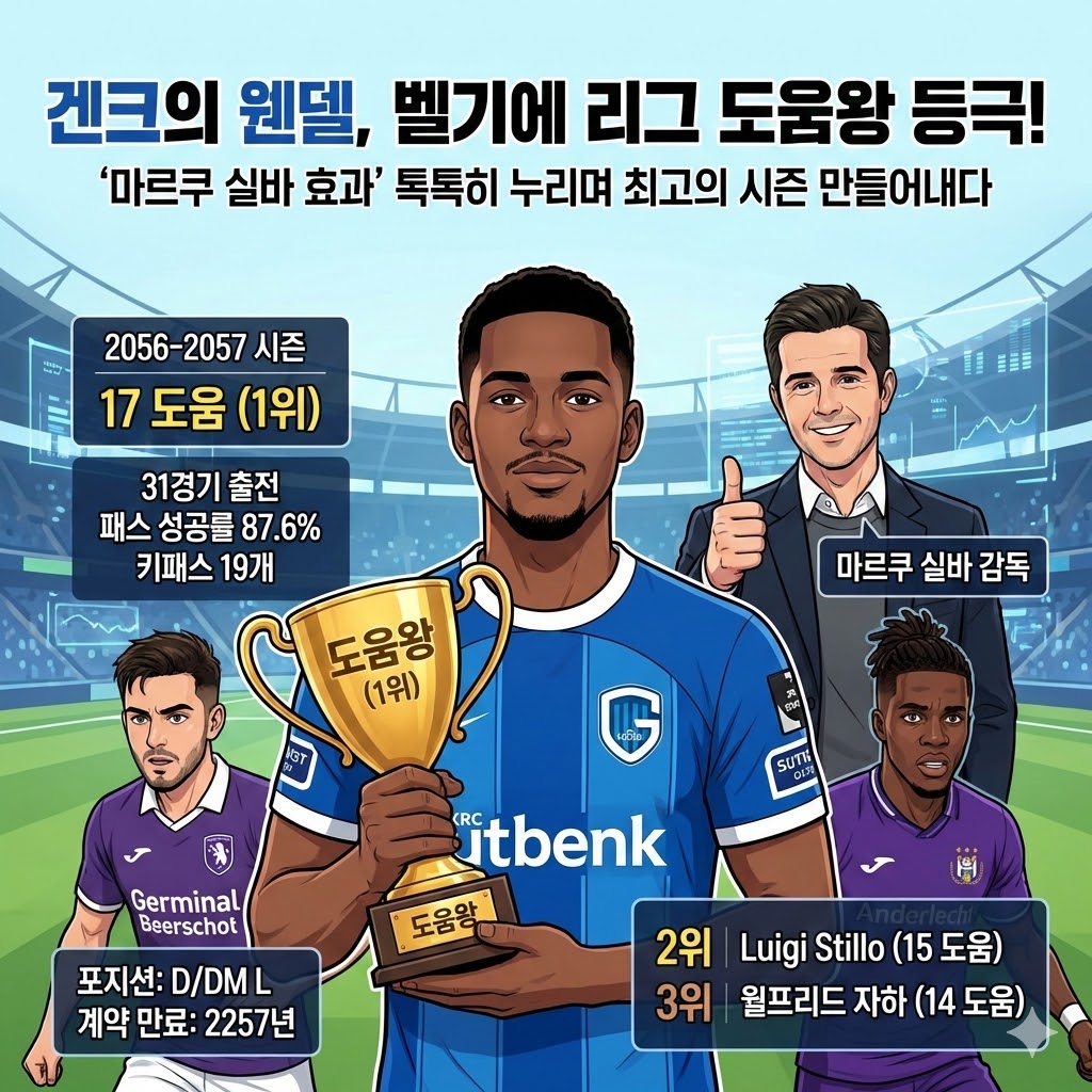 벨기에 리그 도움왕 경쟁 후끈 겐크 웬델 1위 질주웬